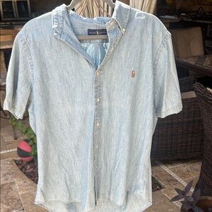 Ralph Lauren Light Blue Short-Sleeve Denim Button-Down Shirt